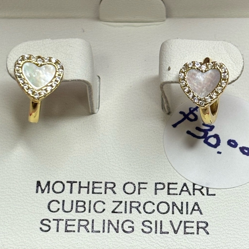 Rachel Zoe Mother of Pearl Cubic Zirconia Sterling Silver Earrings #4908